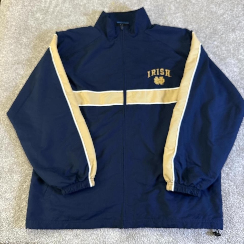 Vintage Notre Dame Embroidered Full Zip Jacket Large NCAA Irish